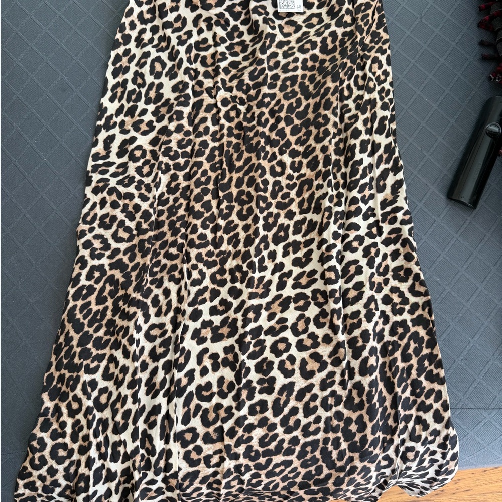 H&M Black and Brown Leopard Print Maternity Midi Skirt